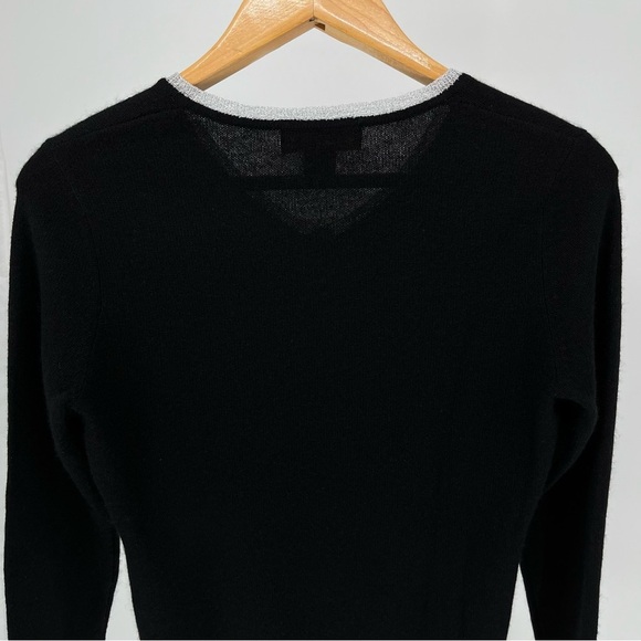 Peck & Peck Womens 2 Ply Cashmere Sweater Size S Black With Silver Accent - Picture 9 of 10